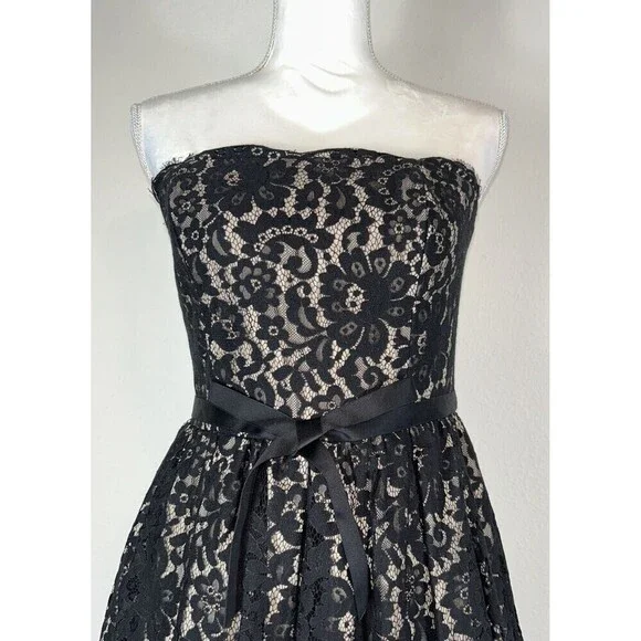 Robert Rodriguez Neiman Marcus Target Black Lace Strapless Cocktail Dress Size 6 - Picture 9 of 14